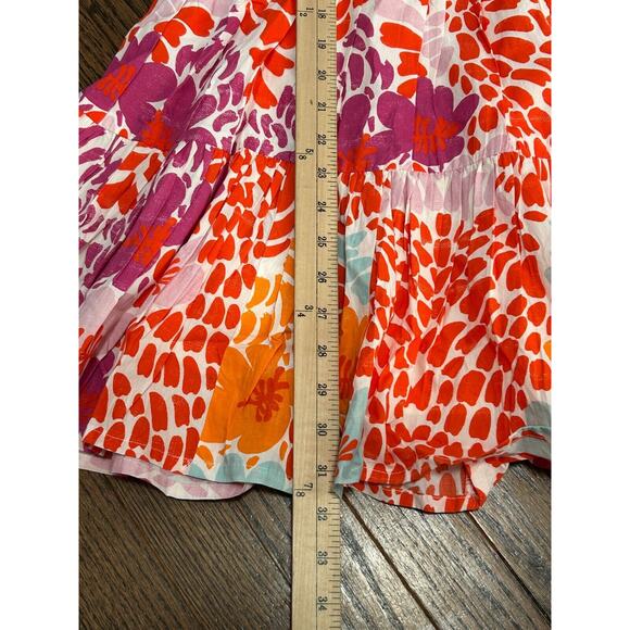 NWT Oliphant Sleeveless V-Neck Antigua Orange Yoke Floral Mini Dress Size XXS - Picture 9 of 9